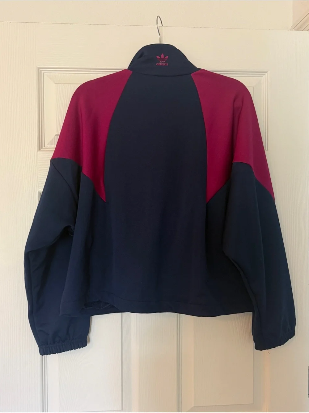 adidas Navy and Magenta Bomber-Style Track Jacket